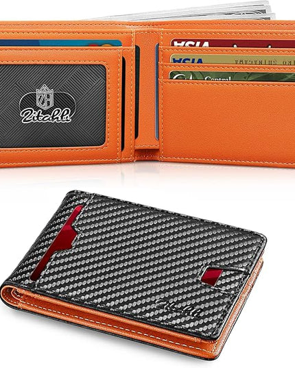 Zitahli Mens-Wallet-Slim-Leather-RFID Blocking Wallet for Men Minimalist Bifold Credit Card Holder with Gift Box