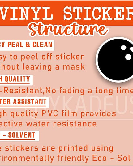 (3Pcs) Bowling Stickers Waterproof Vinyl Bowling Ball Decals for Water Bottle, Tumbler, Laptop, Phone Case, Poster Board, Scrapbooking, Team Players, Coach, 3" x 3"