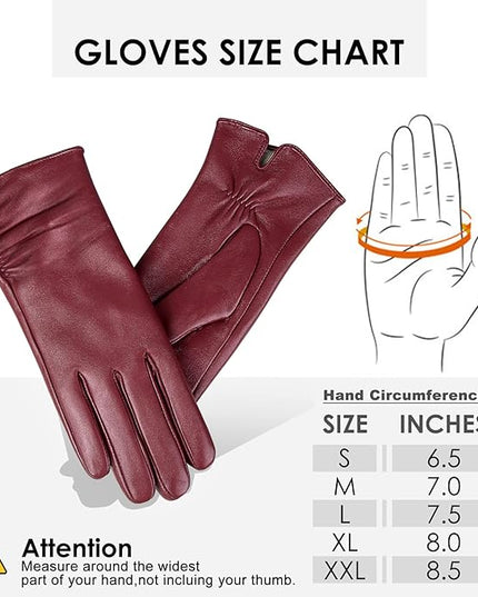 Womens Winter Leather Touchscreen Texting Warm Driving Lambskin Pure Genuine leather Gloves