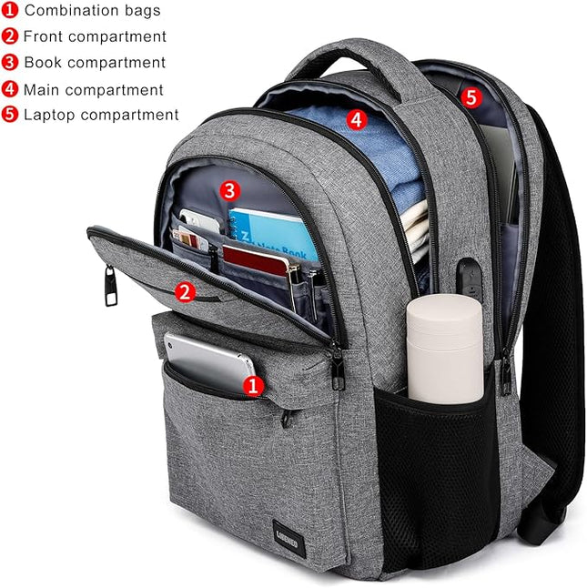School Backpack for Teen Boys & College Students - 17.3 Inch Padded Laptop Compartment Bookbag | Water Resistant Anti-Theft High School College Computer Backpack
