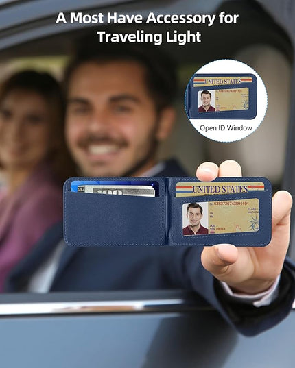 Phone Wallet Stick On, Upgraded Phone Wallet with Adjustable Stand, Open ID Window, 8-Card Holder, Stronger 3M Adhesive Credit Card Holder for Back of Phone Case, iPhone, Samsung and Android, Blue