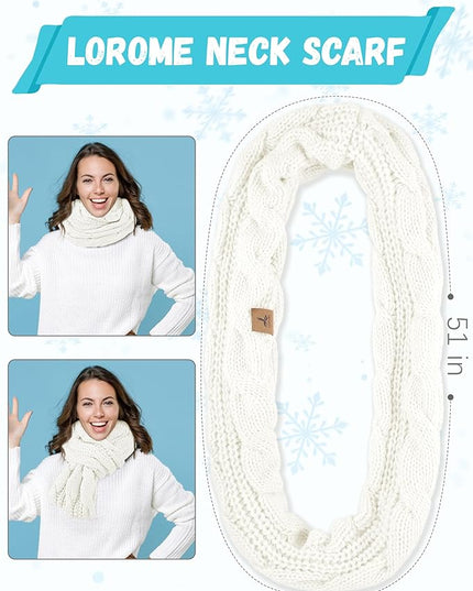 Winter Beanie Hat Scarf Gloves, Warm Fleece Knit Hats Touch Screen Gloves Neck Scarf Set Winter Gifts for Unisex Adult