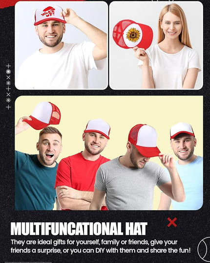 10 Pcs Sublimation Blank Trucker Hats Bulk Mesh Baseball Cap Polyester Mesh Trucker Hat for Men and Women