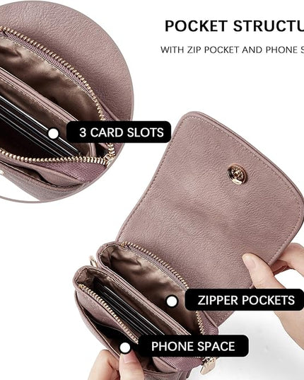 BOSTANTEN Vegan Leather Small Crossbody Bags for Women Designer Cell Phone Bag Wallet Purses Adjustable Strap