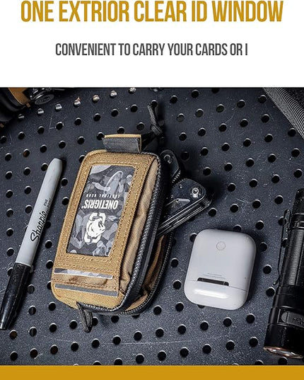 ONETIGRIS Front Pocket Wallet with Zippers Small Coin Purse Tactical Wallet Nylon Minimalist Wallet for Men Women, Brown