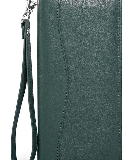 Oak Leathers Green Leather Wallet for Women - Medium RFID Womens Wallet Clutch with 8 Credit Card Holder, Coin Pocket, Gift for Women’s
