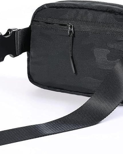 YOSHUYUKI Fanny Pack Crossbody Bag Trendy Waterproof Small Sling Cross Body Purse for Women Men Fashion Waist Packs Mini Belt Bag Pouch Chest Bum Bag Lulu Dupes for Travel Vacation Running Black Camo