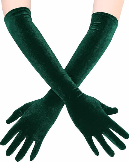 Long Opera Gloves for Women Velvet Gloves 1920s Flapper Stretchy Elbow Length Halloween Costume Gloves