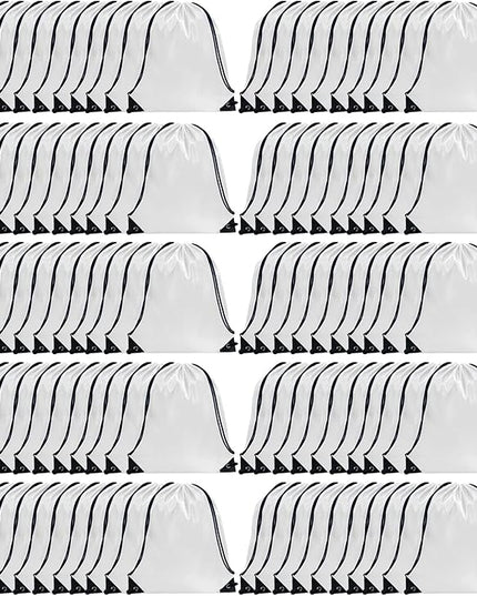 GoodtoU Drawstring Backpack Bulk, 100 Pcs Draw String Bags Cinch Bag Gym Sackpack Drawstring Bags for Women Men, White
