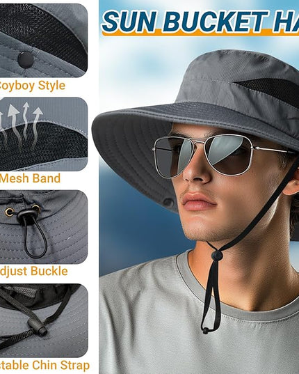 NPQQUAN Sun Hats for Men Women with Neck Flap UPF 50+ UV Protection Wide Brim Bucket Hat Safari Hiking Fishing Hats