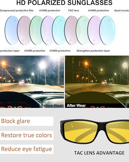 MEETSUN Fit Over Glasses Sunglasses for Men Women,Wrap Around Sunglasses Polarized UV400 Protection