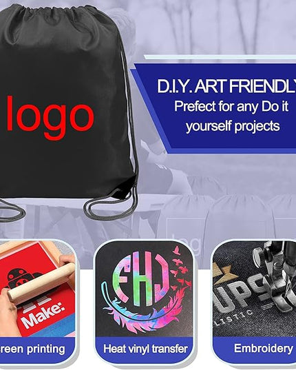 BeeGreen Drawstring Backpack Bags 20,30,50 Packs Reflective String Bags for Gym Sport Trip Cinch Sack DIY for Women Men