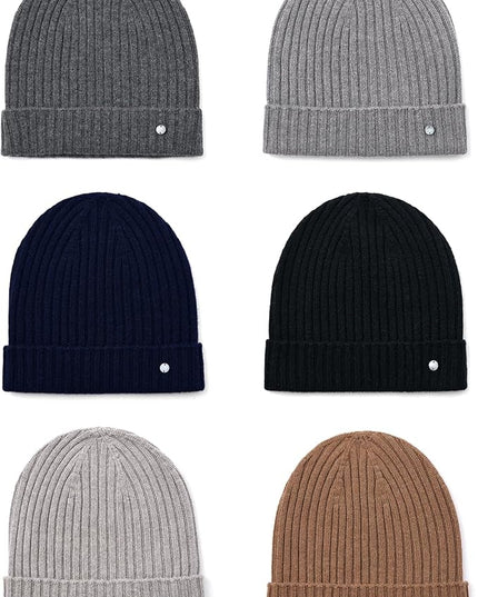 KVSS 100% Pure Cashmere Beanie for Women & Men Knit Winter Hat Cuff Rib Cap | Luxury from Inner Mongolia