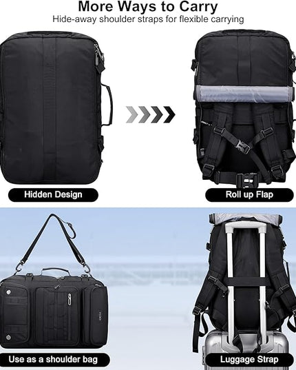 PIJUSHI Travel Backpack for Women Carry on Luggage Backpack Airline Approved Duffle Bag Rucksack with Shoe Compartment(PE048 Black)