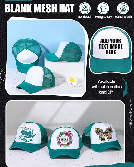 10 Pcs Sublimation Blank Trucker Hats Bulk Mesh Baseball Cap Polyester Mesh Trucker Hat for Men and Women