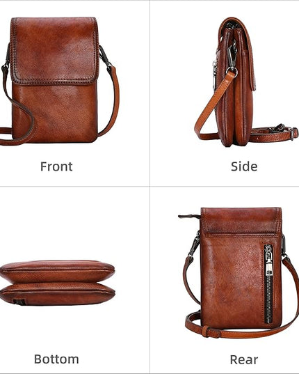 Iswee Leather Crossbody Bags for Women RFID Blocking Cell Phone Purse Small Anti-Theft Zippered with Card slots