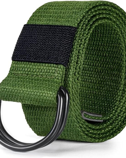maikun Mens & Womens Canvas Belt with Black D-ring Buckle 1 1/2" Wide Solid Color Fabric Belt for Men