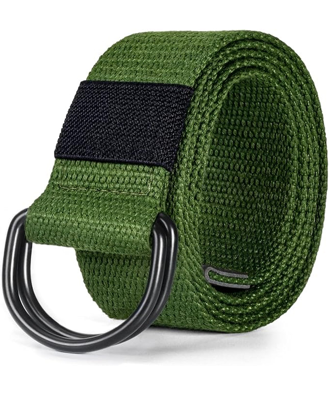 maikun Mens & Womens Canvas Belt with Black D-ring Buckle 1 1/2" Wide Solid Color Fabric Belt for Men