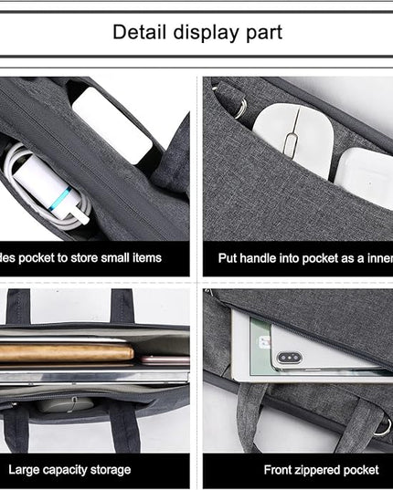 Voova Laptop Bag 13 14 Inch, Waterproof Computer Sleeve Carrying Case with Shoulder Straps & Handle Compatible with Macbook Air 13 M2/M3/M4, MacBook Pro 13/14, HP Dell Lenovo Chromebook 14, Grey