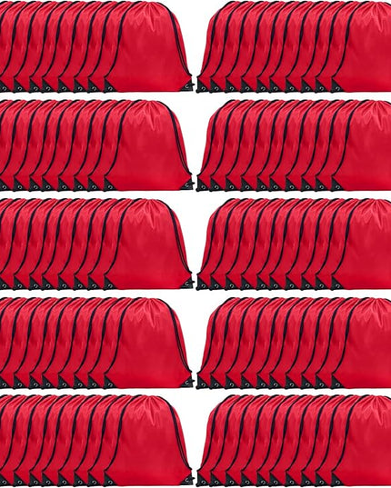 GoodtoU Drawstring Bags Bulk, 100 Pcs Cinch Bag Gym Sackpack Drawstring Backpack for Women & Men, Red
