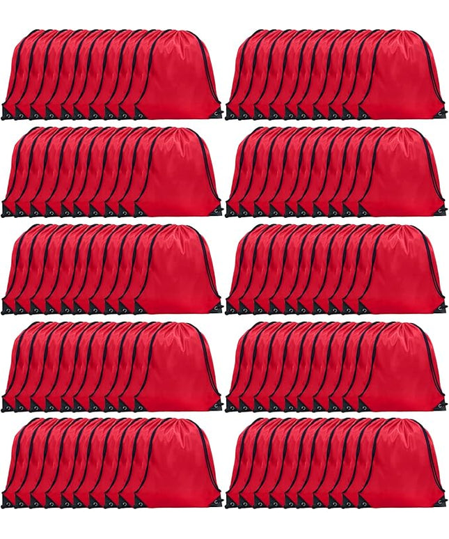 GoodtoU Drawstring Bags Bulk, 100 Pcs Cinch Bag Gym Sackpack Drawstring Backpack for Women & Men, Red