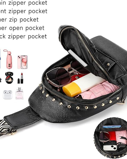 FALAN MULE Crossbody Bags for Women Trendy Leather Sling Chest Bag Fanny Packs for Women