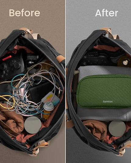 tomtoc Electronics Organizer Travel Case, Water Resistant Travel Bag Cable Organizer for Essentials, Tech Pouch Accessories Carry Storage for Cord, Phone, Cables, Airpods, USB Flash Drive, Daily Items