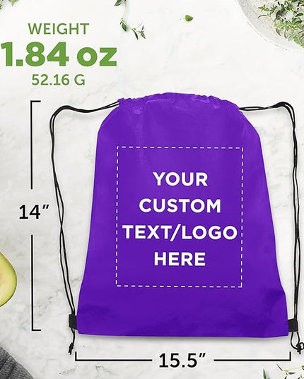 DISCOUNT PROMOS Custom Non-Woven Drawstring Backpacks Set of 10/50/100, Personalized Bulk Pack
