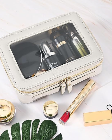 Aveniee Clear Makeup Bag Organizer,Travel Toiletry Bag for Women,Waterproof Cosmetic Pouch with Zippers,Car Accessories Organizers and Storage Case,Grey