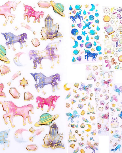 Cute Craft Stickers, Aesthetic Glitter, Tear-Resist, Waterproof Decals for Laptop, Water Bottle, Hydroflasks, Scapbooking, Planner Pack for Teens, Girls, Kids