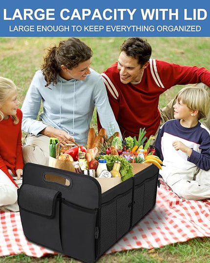 Trunk Organizer, Collapsible Waterproof Multi-Functional car Trunk Grocery Organizer Storage for SUVs & Sedans, Car Accessories for Women/Men, 3 Compartments