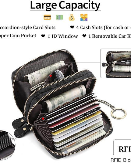 GOIACII Small Genuine Leather Wallet for Women, RFID Blocking Credit Card Holder Wallet