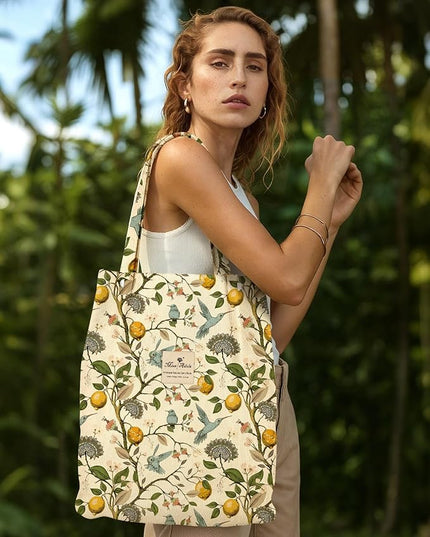 Corduroy Tote Bag for Women - Reusable Totes with Pocket & Buckle Cute Aesthetic Shoulder Bag for Work Travel