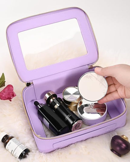 Aveniee Clear Makeup Bag Organizer,Large Travel Toiletry Bag for Women, Waterproof Cosmetic Pouch with Zippers,Car Organizers and Storage Case for Accessories,Lilac