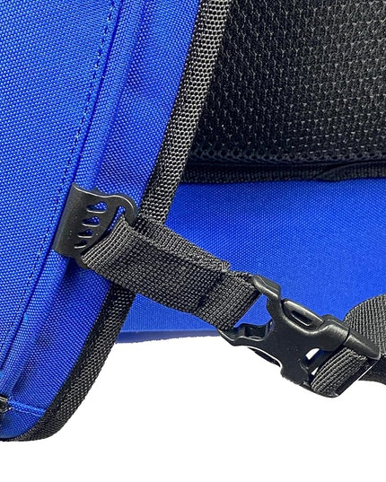 PUFFERFISH Super Sand Bag - Waterproof Roll-Top Beach Backpack, Padded Back and Straps, Multiple Pockets, Recycled Plastic, 35L, Blue