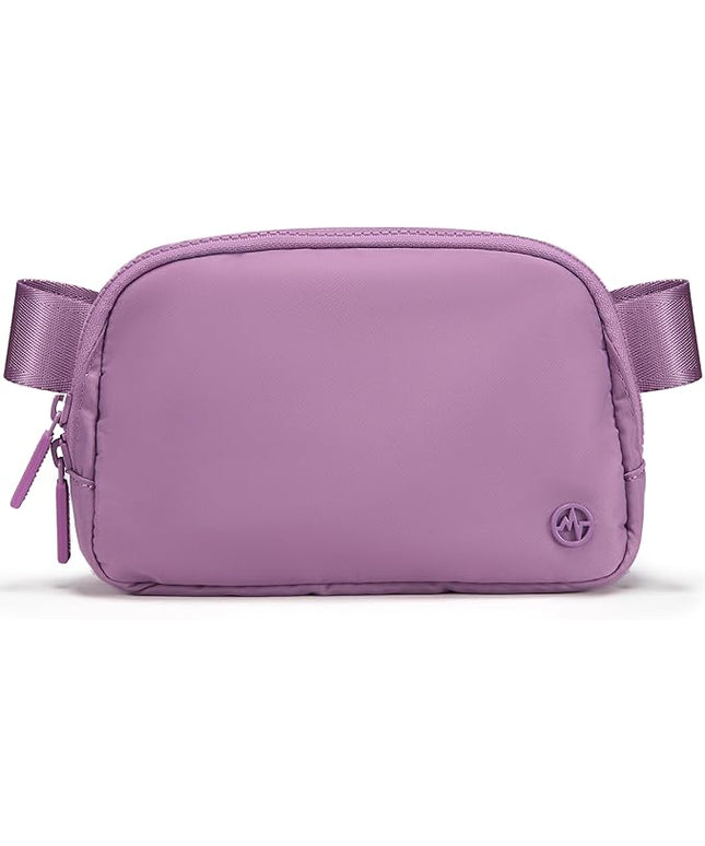Pander Two Way Zipper Fanny Pack Nylon Everywhere Belt Bag for Women, Water Repellent Waist Packs, Crossbody Bags with Adjustable Strap (Light Purple).