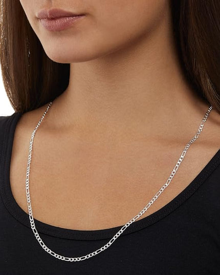 Amazon Essentials 14k Gold or Sterling Silver Plated Figaro Chain Necklace