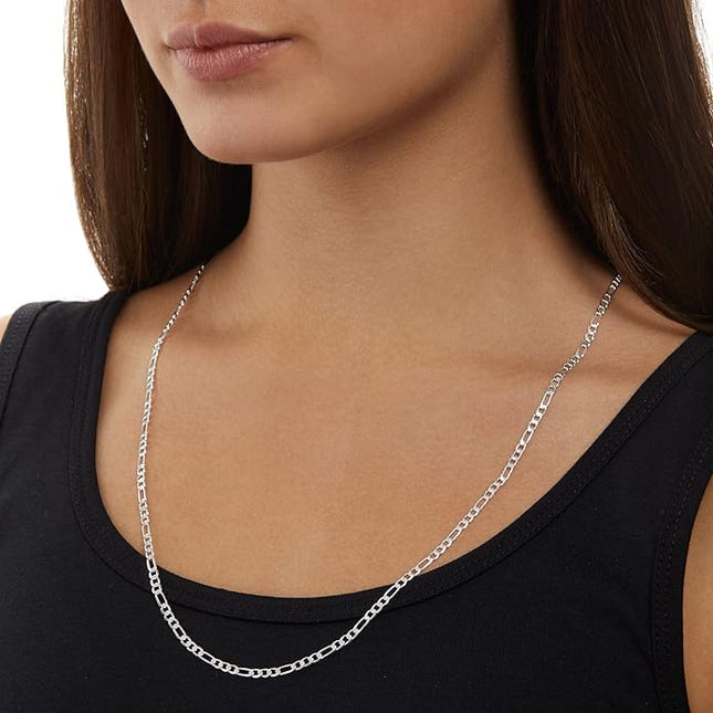 Amazon Essentials 14k Gold or Sterling Silver Plated Figaro Chain Necklace