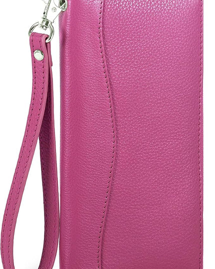Oak Leathers Pink RFID Leather Wallet for Women - Womens Wallet Clutch with 8 Credit Card Holder, Coin Pocket, Gift for Women’s