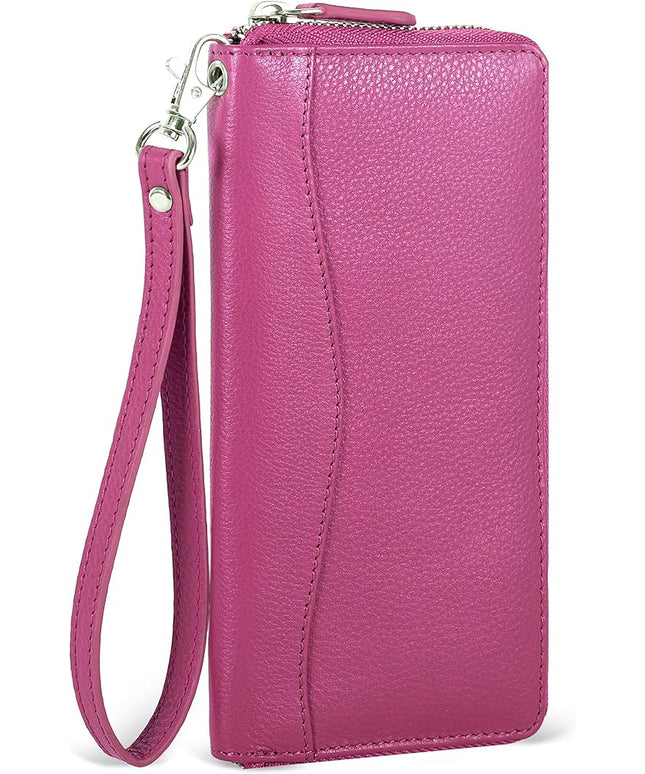 Oak Leathers Pink RFID Leather Wallet for Women - Womens Wallet Clutch with 8 Credit Card Holder, Coin Pocket, Gift for Women’s