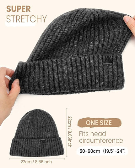 Winter Beanie Hat for Men & Women, Fleece Lined Thermal Knit Hat Ski Beanie Skull Cap Cuffed Cap for Cold Weather