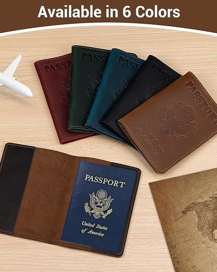 BIAOTIE Premium Leather Passport Holder Covers, Rfid Travel Wallet Passport Document Holder, Travel Essentials Wallet Cover Case for Men and Women (Brown)