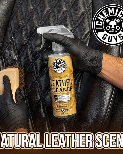 Chemical Guys SPI410 Leather Cleaner and Conditioner Bundle with ACC_S95 Long Bristle Horse Hair Leather Cleaning Brush, Safe for Car, Home, Office, & More (3 Item Bundle with 2-16 fl oz Bottles)