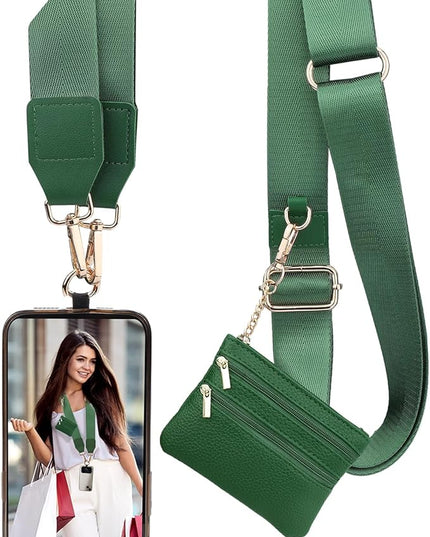 XANGNIER Clip and Go Strap for Phone with Wallet Crossbody, Phone Strap with Zippered Wallet, Adjustable Anti Theft Cellphone Lanyard for Women, Cellphone Chain Accessories,Multicolor 14