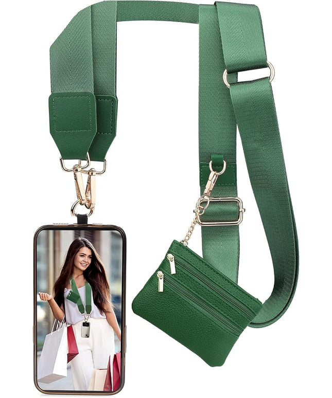 XANGNIER Clip and Go Strap for Phone with Wallet Crossbody, Phone Strap with Zippered Wallet, Adjustable Anti Theft Cellphone Lanyard for Women, Cellphone Chain Accessories,Multicolor 14