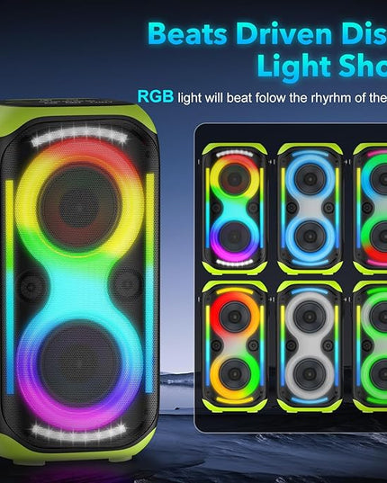 Bluetooth Speaker 160W Loud Wireless Outdoor Portable Big Powerful Deep Bass Sound TWS Large Home Party Speakers with Subwoofer LED Lights