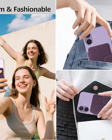 TopMade for Magsafe Wallet, Strongest Magnetic Card Holder for iPhone 17/16/15/14/13/12 Series, Slim Magnetic Phone Wallet, RFID Blocking, Vegan Leather, Open ID Window, 4 Cards Holder, Purple