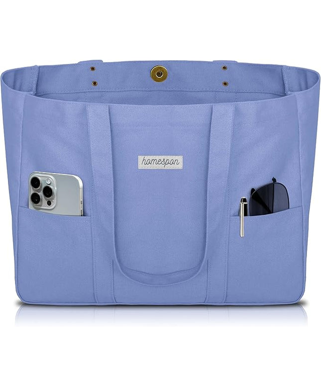 HOMESPON Large Canvas Tote Bag for Women Everything Bag with Pockets and Laptop Sleeve