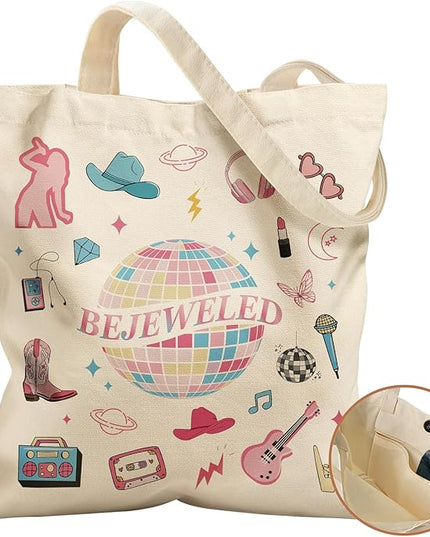 Aesthetic Tote Bag for Women- with Magnetic Buckle and Zipper Inner Pocket Cloth Cotton Canvas Tote Bags