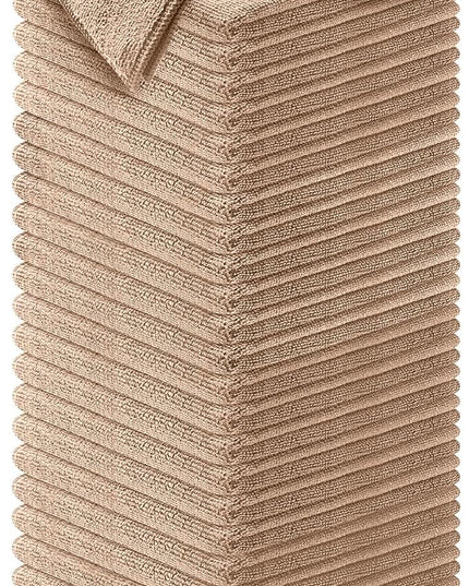 USANOOKS Microfiber Cleaning Cloth - Beige - 50Pcs (12.5x12.5 inch) High Performance - 1200 Washes, Ultra Absorbent Car Towel Traps Grime & Liquid for Streak-Free Mirror Shine - car Washing Cloth